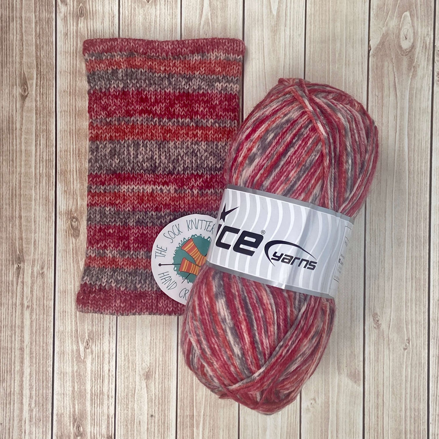 sock yarn in red orange grey and cream - by Ice Yarns - The Sock Knittery