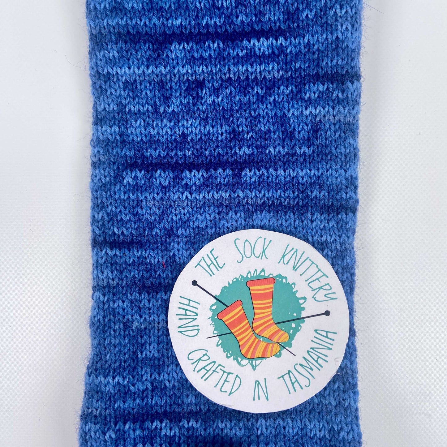 Blue shades sock yarn knitted example - The Sock Knittery